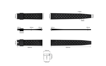 Yema Tropic Rubber Strap 20mm Black Ref. YSUP-TP20-SS