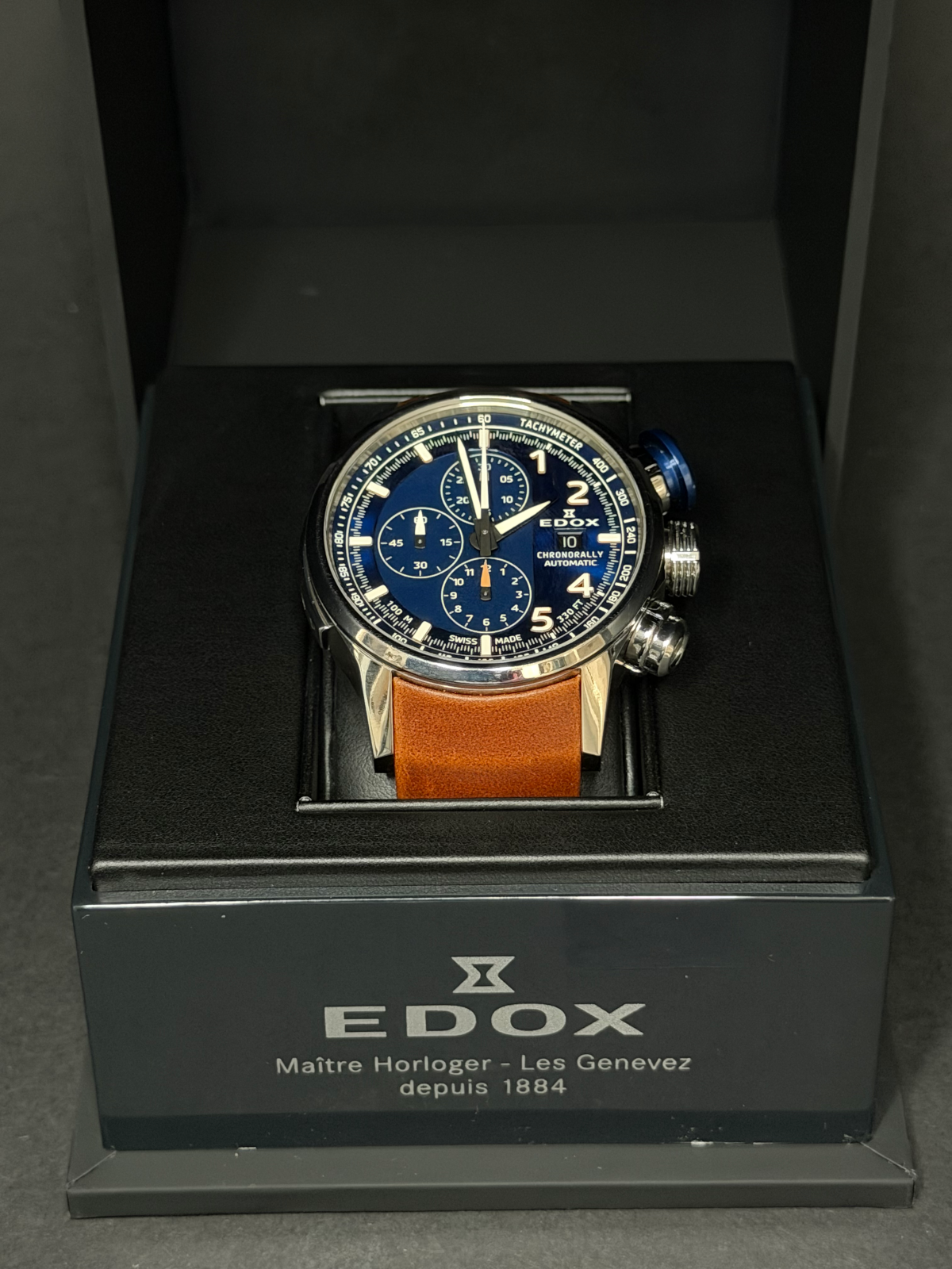 Edox Chronorally Automatik Chronograph Ref. 01129 TBUCBR BUBR