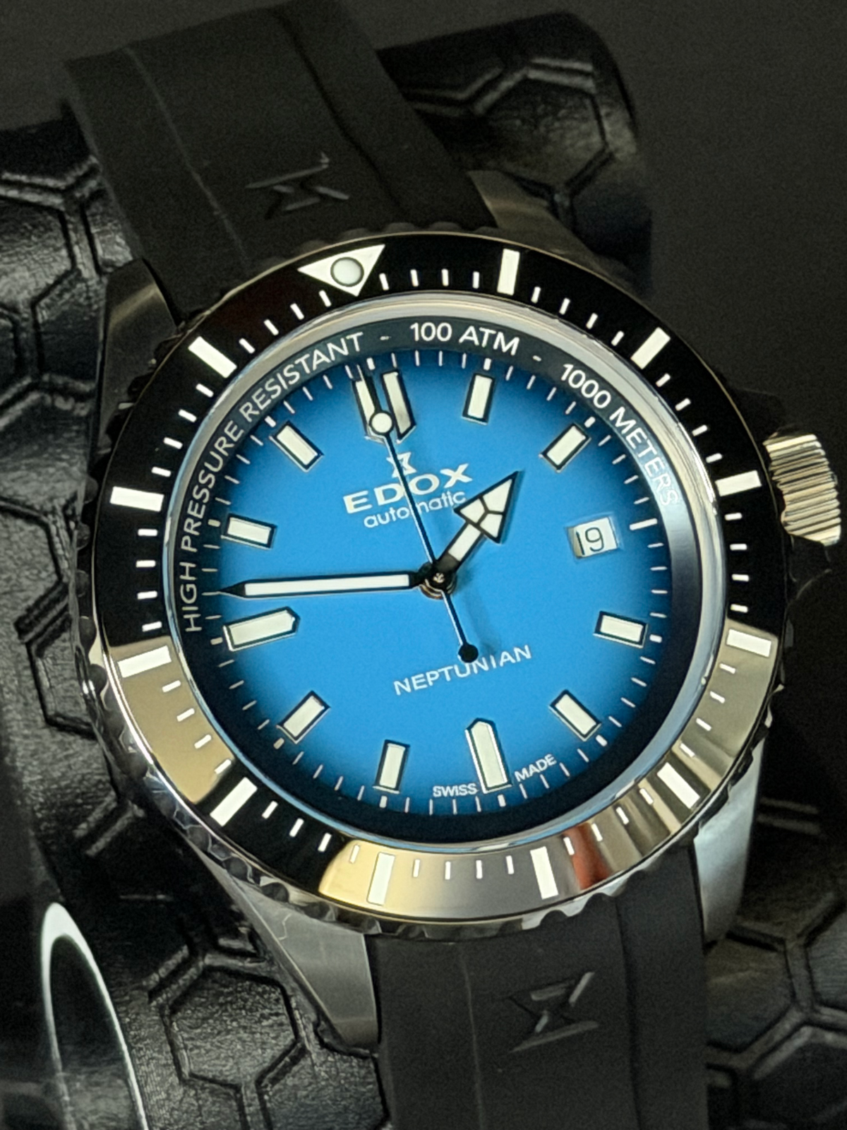 Edox 80120-3NCA-BUIDN Skydiver Neptunian Automatik Herrenuhr 44mm 100ATM