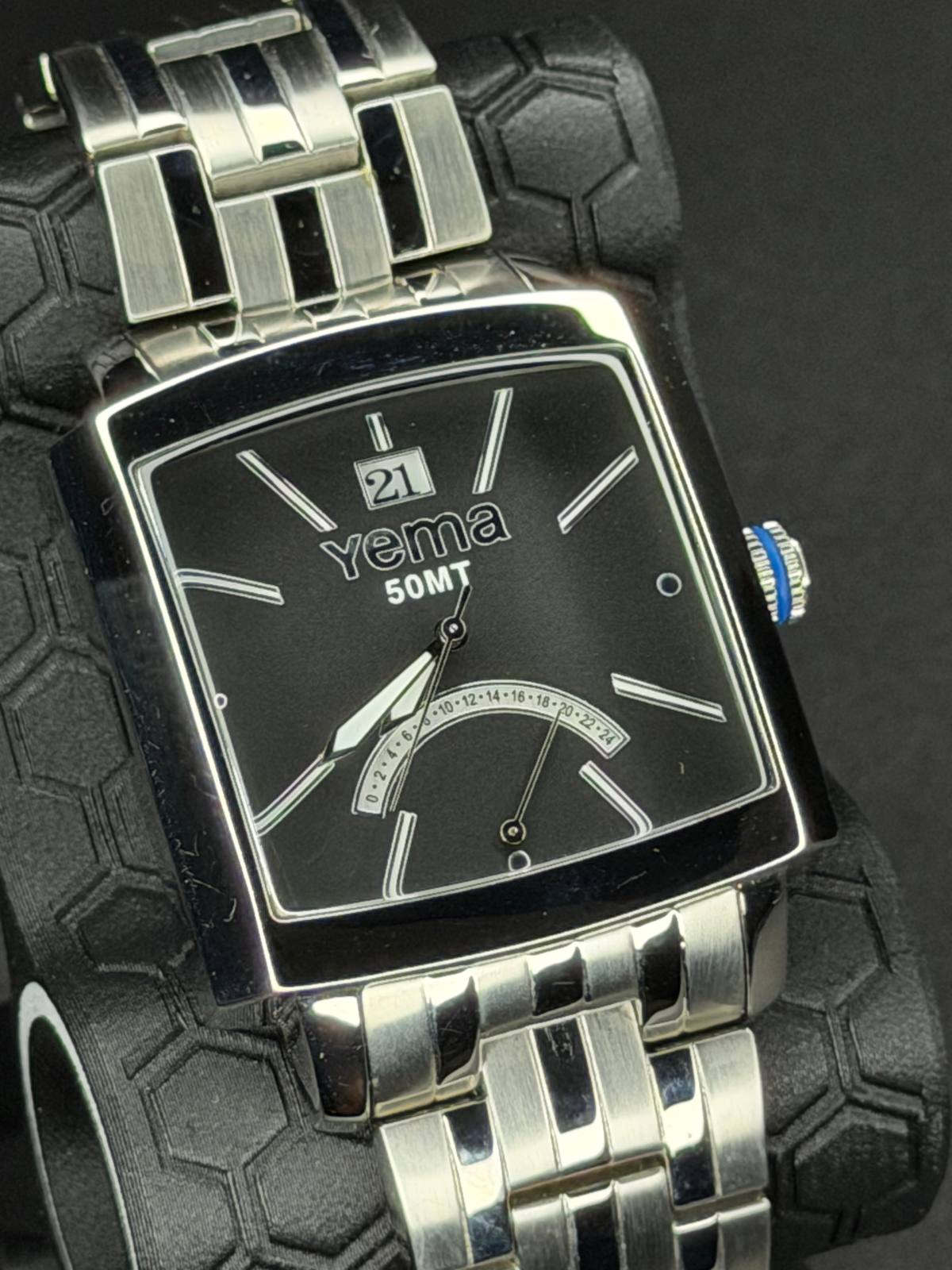 Yema Landgraf Rectangular retrograde GMT Big Date Vintage NOS YMHF0516