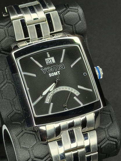 Yema Landgraf Rectangular retrograde GMT Big Date Vintage NOS YMHF0516