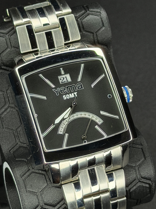 Yema Landgraf Rectangular retrograde GMT Big Date Vintage NOS YMHF0516