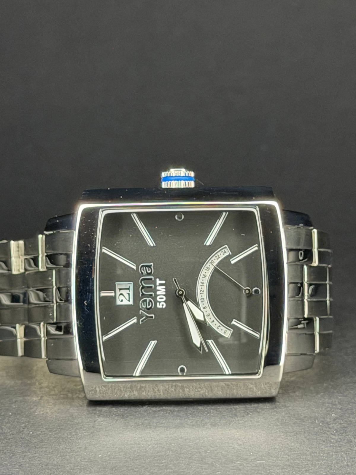 Yema Landgraf Rectangular retrograde GMT Big Date Vintage NOS YMHF0516