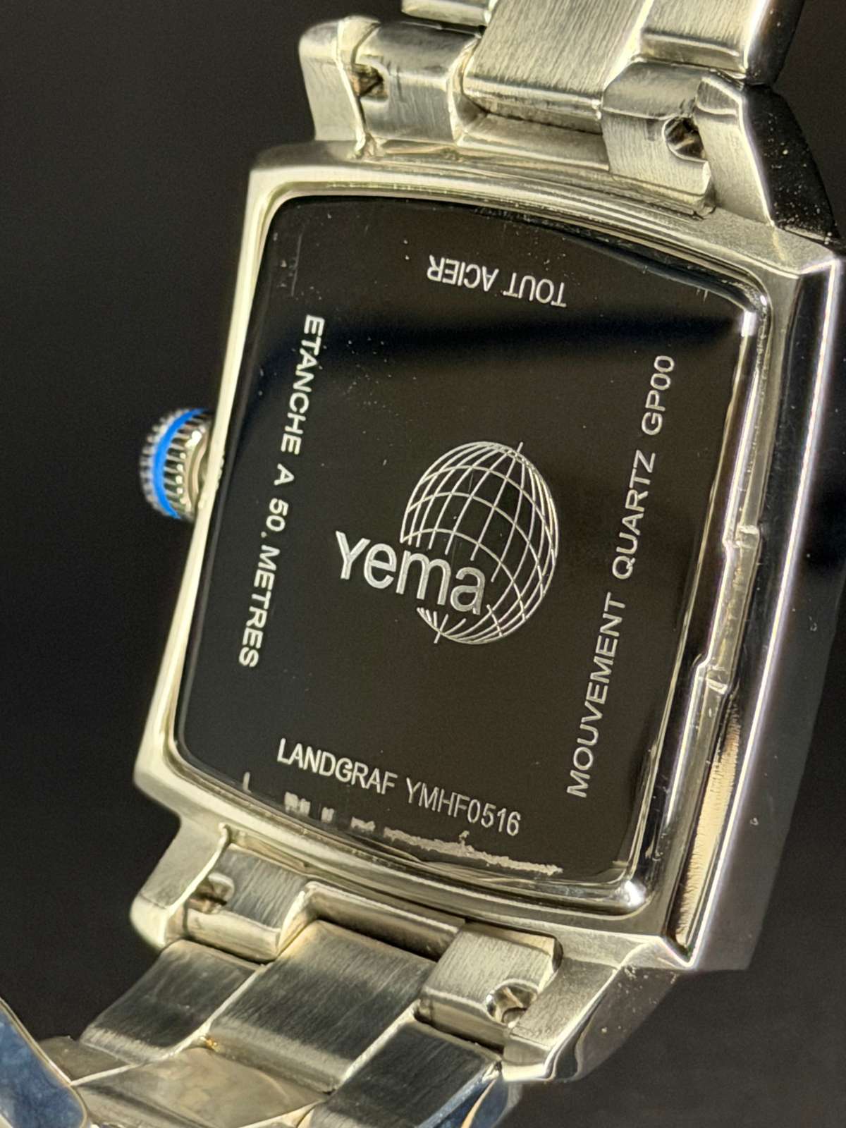Yema Landgraf Rectangular retrograde GMT Big Date Vintage NOS YMHF0516