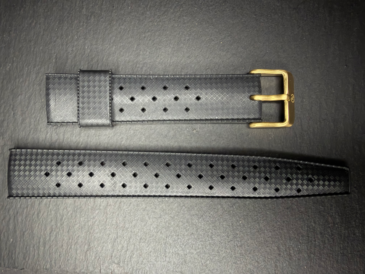 Yema Tropic Rubber Strap 19 mm Black with Bronze Buckle Ref. YSUP-TP19-BZ