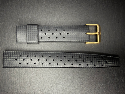 Yema Tropic Rubber Strap 19 mm Black with Bronze Buckle Ref. YSUP-TP19-BZ