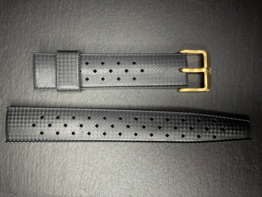Yema Tropic Rubber Strap 20mm Black with Bronze Buckle Ref. YSUP-TP20-BZ