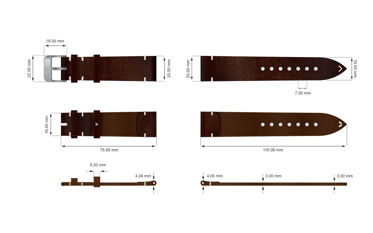 Yema Vintage Lederarmband 20 mm Braun Ref. SYU62-20-SS